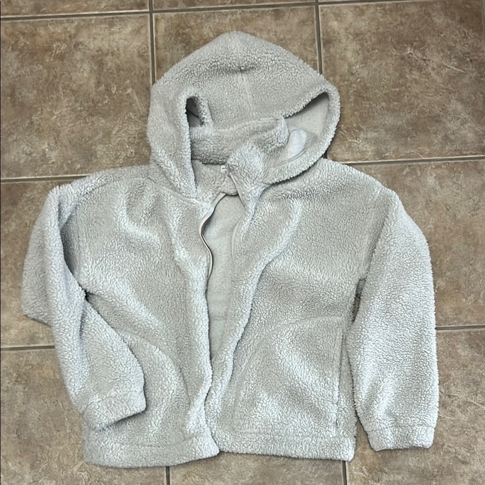 Marika Gray Teddy Zip Up Fleece Jacket with Collar and Hood Size Medium